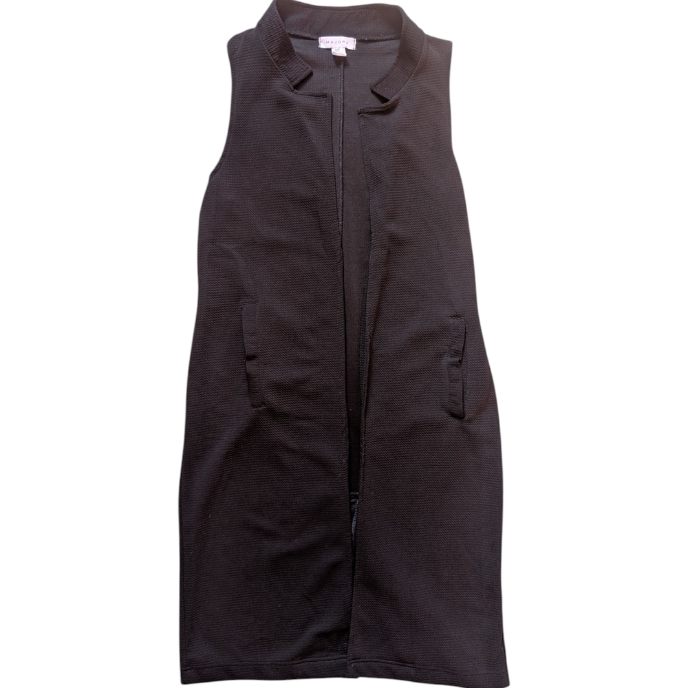 Women's Long Black Sleeveless Vest